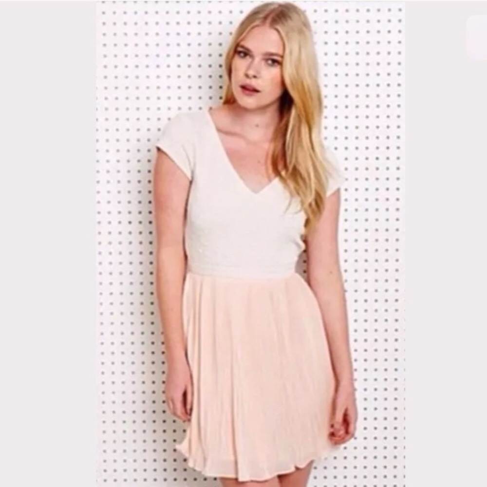 Pins & Needles Peach Chiffon pleated dress